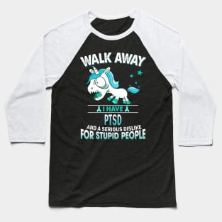 funny ptsd grumpy unicorn warrior Baseball T-Shirt